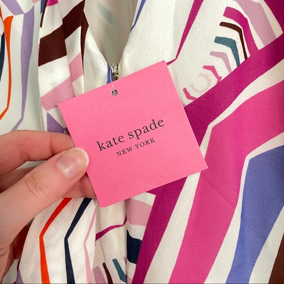 RARE! Kate Spade Geobrella Silk Midi Dress Gorgeous geometric print - Picture 11 of 11